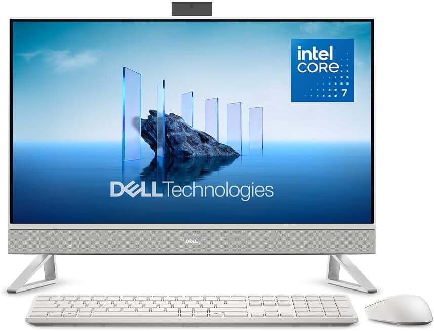 Dell 27" All-in-One Desktop, FHD, Intel Core 7 150U, 16GB, Windows 11 Home | Intel Graphics, 1TB PCIe NVMe SSD, Wi-Fi 6E, Bluetooth, Keyboard & Mouse, McAfee+ Premium, 15-Month Mail-In Service, EC27250 EPEAT