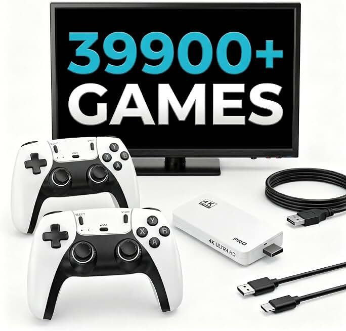 Retro Gaming Console, 39900+ Games,28 Classic Emulators | 4K HD HDMI TV Connect, Dual 2.4G Wireless Controllers, Plug&Play Classic Video Game Emulators Stick